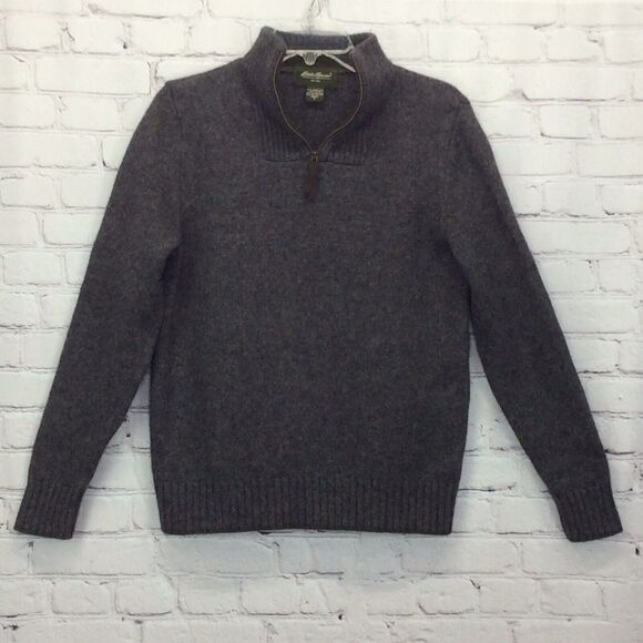 Eddie Bauer Sweater Men S 1/4 Zip Wool Blend Pullover Outdoor Rugged Camp Green - Picture 1 of 10